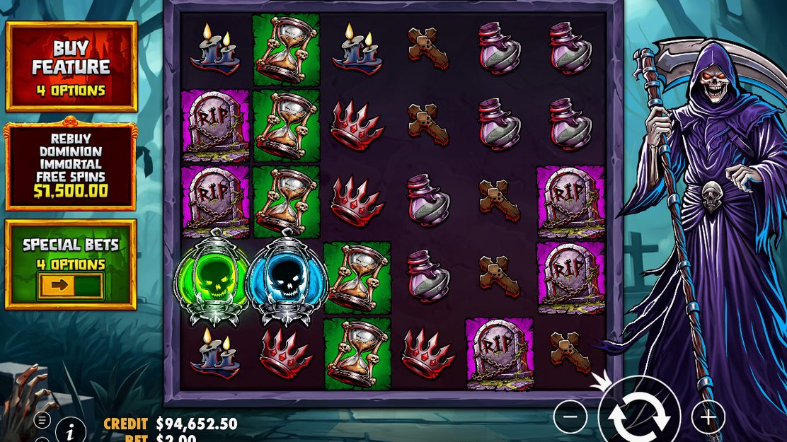Free Spins frame after a retrigger, with extra spins added