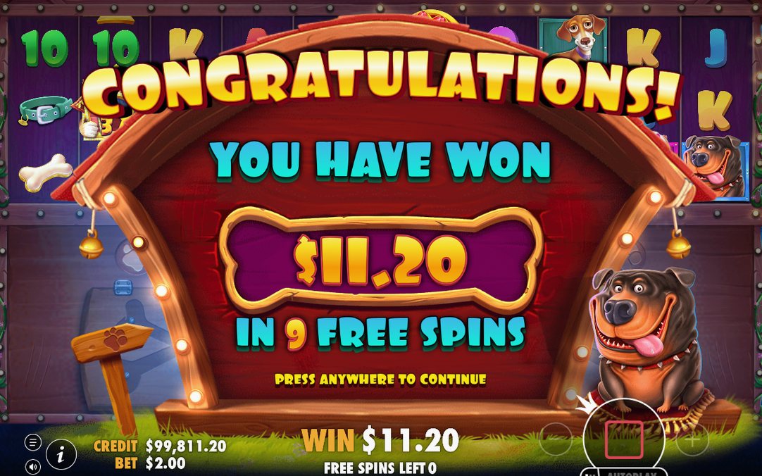 Win screen with a line win paid from the left
