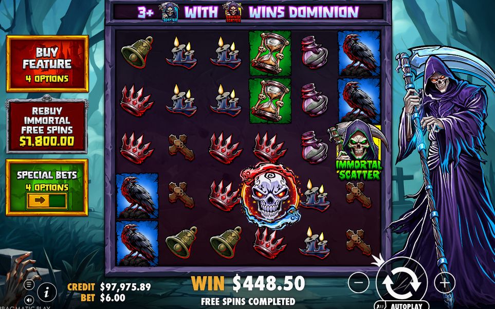 Free Spins screen with spins left and the running multiplier